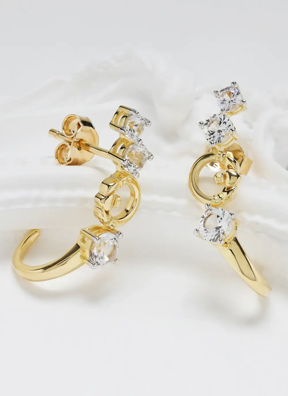 14K Vermeil Claddagh Curve Earrings